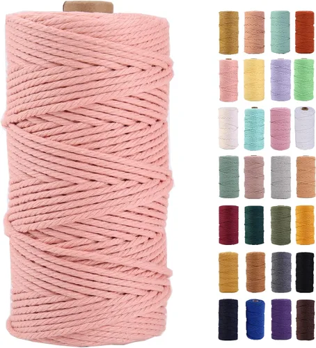 Vista 61 de Cuerda de macramé azul aire de 0.079 in x 220 yardas, cuerda de algodón colorido de algodón suave para colgar en la pared, colgadores de plantas