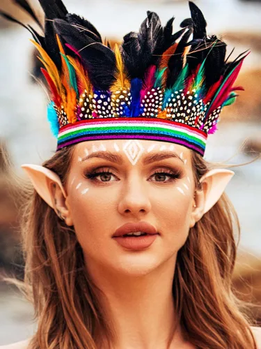 Vista 3 de Diadema de plumas, tocado indio, tocado de corona, tocado de carnaval, accesorios para el cabello para mujer