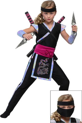 Vista 2 de Disfraz de ninja arcoíris para niña