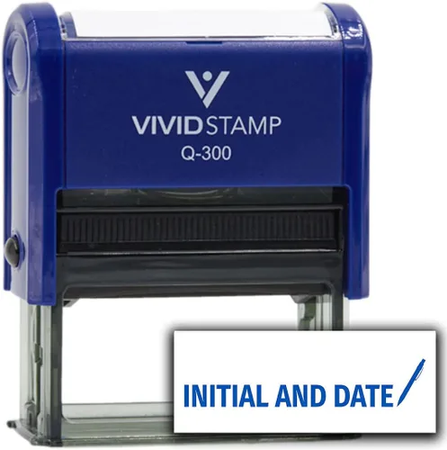 Vista 14 de Vivid Stamp Sello de goma autoentintado con inicial y fecha (tinta negra) - Q-300 Negro