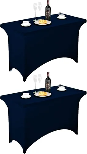 Vista 185 de FORLIFE - Funda de mesa de elastano, mantel ajustado de 4 pies para mesas rectangulares, funda elástica para patio, universal para bodas, banquetes