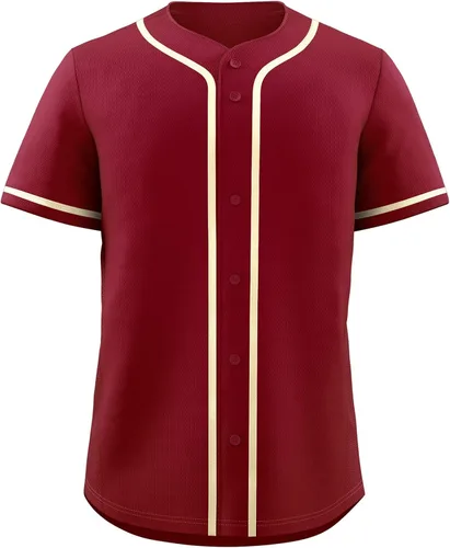 Vista 18 de KXK Camiseta de béisbol en blanco para hombre, camisas casuales con botones, manga corta, uniforme deportivo de equipo activo