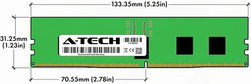 Vista 7 de A-Tech 16GB DDR5 4800MHz PC5-38400 ECC RDIMM 1Rx8 (EC8 10x4) Rango único 1.1V ECC Registrado DIMM 288-Pin Módulo de actualización de memoria RAM