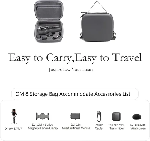 Vista 6 de Estuche de transporte para DJI OM8 – Bolsa de almacenamiento portátil de viaje, funda rígida para DJI Osmo Mobile 8 Smartphone Gimbal Stabilizer