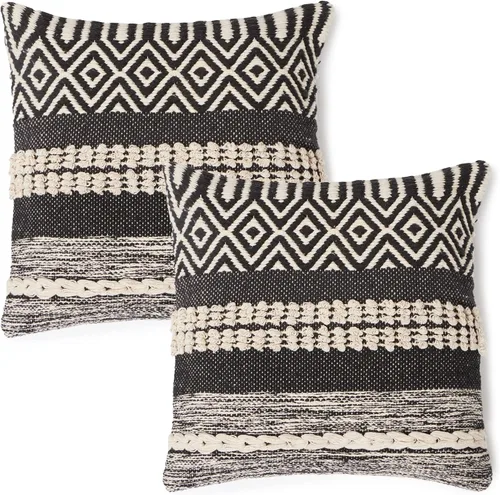 Vista 17 de REDEARTH · Fundas de cojín boho hechas a mano - Estilo chic bohemia de granja - Fundas de cojín tejidas para acento, interior y exterior, para sofá