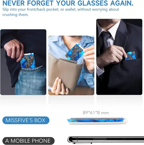 Vista 2 de Missfive Credit Card Thin Folding Reading Glasses for Men Women - Foldable Travel Pocket Readers That Fit in a Wallet