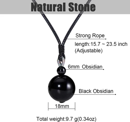 Vista 7 de Jewever Collar con colgante de ojo de tigre, simple, clásico, ajustable, redondo, piedras preciosas de riqueza, cristal curativo, energía de 0.709