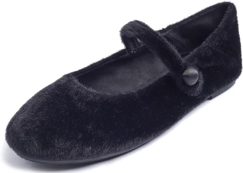 Vista 8 de FEVERSOLE Zapatos planos de ballet de patente para mujer, color macarrón colorido Beige