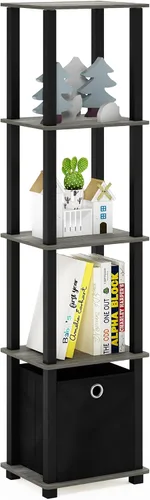 Vista 12 de Furinno Turn-N-Tube - Estantería de almacenamiento de 5 niveles, estante cuadrado para libros, estante de esquina, estantes abiertos sin