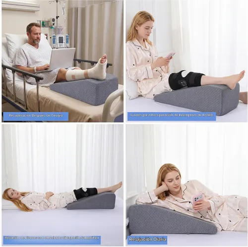Vista 7 de HOMBYS Almohada de elevación de piernas para después de la cirugía, reemplazo y recuperación de rodilla, almohada de cuña para rodilla, cadera