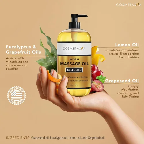 Vista 3 de Aceite de masaje para celulitis y crema caliente, aceite y gel para celulitis 100% natural, altamente absorbente, reafirma, tonifica, tensa e