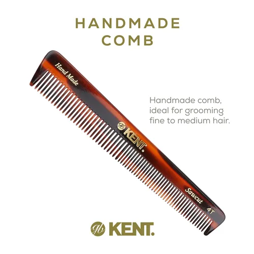 Vista 3 de Kent Peine de doble diente 4T de 6 pulgadas - Apósito de dientes finos y anchos, peine de aseo para cabello, barba, bigote. Estilo grueso y fino