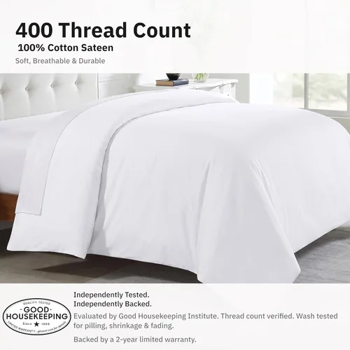 Vista 3 de California Design Den Solo funda de edredón individual XL/individual – Ganador de los premios Good Housekeeping Best Bedding Awards 2025, satén