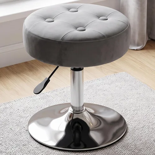 Vista 11 de DUHOME Taburete de tocador de cuero PU taburete de maquillaje silla de tocador altura ajustable taburete giratorio redondo otomano negro