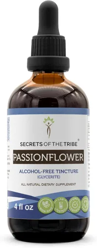 Vista 6 de Secrets of the Tribe Tintura de pasiflora Extracto sin alcohol, Passionflower (Passiflora Incarnata) Hierba seca 2 oz