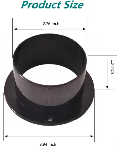 Vista 2 de Placa de pared para salida de secadora de 3" de plástico negro con brida recta para conector de conducto, guarnición de pared, collar de tubo