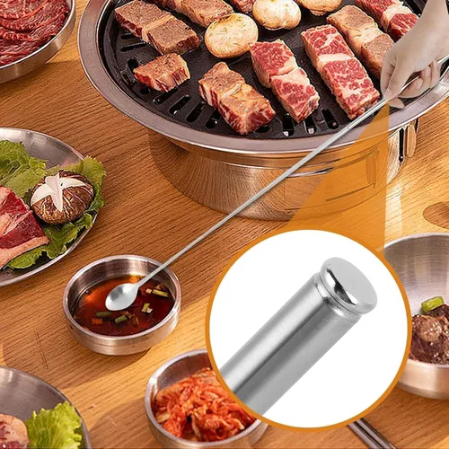 Vista 4 de Cucharas de mezcla, 2 cucharas ranuradas, cuchara de cocina de 24.4 in de largo, cuchara extensible de acero inoxidable, cuchara telescópica
