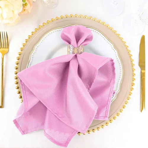 Vista 5 de Efavormart - Juego de 25 servilletas de tela de alta calidad, 20 x 20 pulgadas, color rosa, sin costuras, mantel de lino lavable con bordes