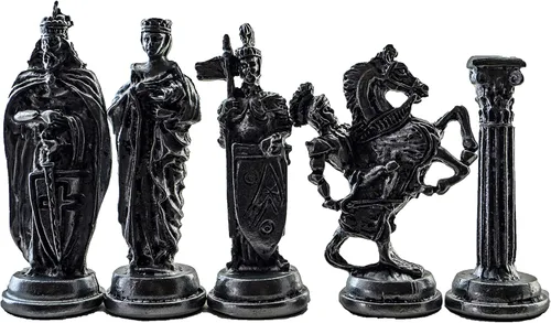 Vista 2 de (Solo 32 piezas) Medieval Ejército Británico Antiguo Cobre Metal Piezas de ajedrez hechas a mano (sin tablero)