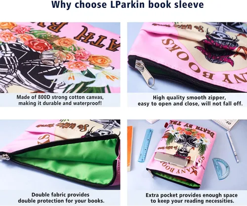 Vista 5 de LParkin So Many Books So Little Time Death by TBR - Funda para libros para lectores, funda de libro de tapa blanda con cremallera