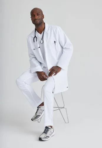Vista 8 de Barco Grey's Anatomy Scrubs Signature - Noah Professional - Abrigo de laboratorio médico de longitud completa de 4 botones de manga larga de 37