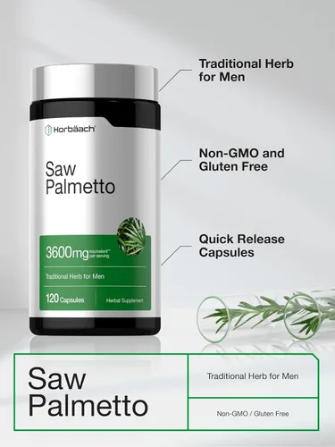 Vista 8 de Horbäach Extracto de Saw Palmetto 120 Cápsulas de Saw Palmetto Berries Fórmula sin OMG y sin gluten