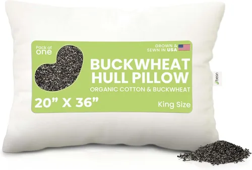 Vista 11 de Bean Products WheatDreamz - Almohada estándar, fabricada en Estados Unidos, funda de algodón orgánico con cremallera rellena de trigo sarraceno