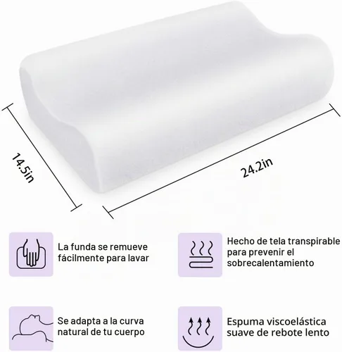 Vista 3 de Restwel almohada de bambú con espuma viscoelástica, duerma mejor, alivio para el dolor de cuello o migrañas Almohada hipoalergénica fresca que ayuda