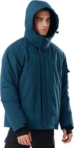 Vista 6 de CAMEL CROWN - Chaqueta de invierno para hombre, impermeable, chaqueta de esquí con forro polar cálido, resistente al viento, para nieve, lluvia