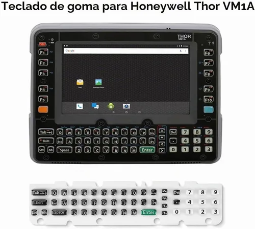 Vista 5 de Teclado de goma (51 teclas) para computadora montada en vehículo Honeywell Thor VM1A, reemplazo de teclado, soporte para computadora
