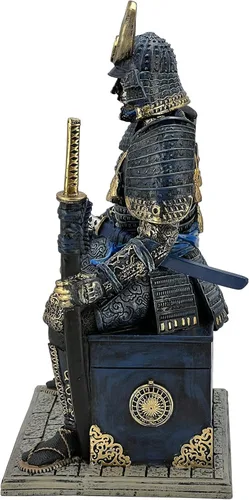 Vista 5 de LOOYAR Estatua de guerrero samurai antiguo medieval zombi de resina, figura decorativa artesanal para sala de estar, porche, oficina, escritorio