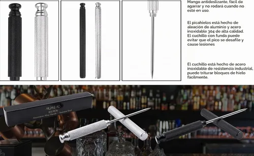 Vista 8 de Púas de hielo con mango de aleación de aluminio, cuchillo de acero inoxidable con cubierta de seguridad, herramienta de cocina para restaurante