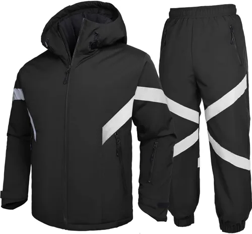 Vista 8 de GEMYSE Men's Ski Suit Waterproof Snow Suit Winter snowboard Jacket and Pants Set Hooded ski outfits with Reflective Trim