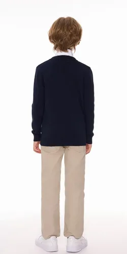 Vista 5 de SMINLING Pinker - Suéter para niños, uniforme escolar, cuello en V, ropa de algodón suave