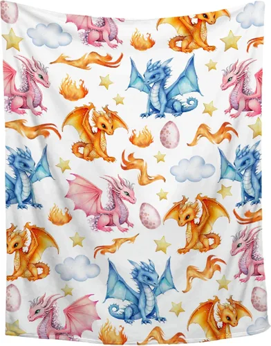 Vista 13 de Manta colorida de dragón, regalos para mujeres, niñas y amantes de los dragones, decoración para cama, sofá, sofá y sala de estar, 30 x 40 pulgadas