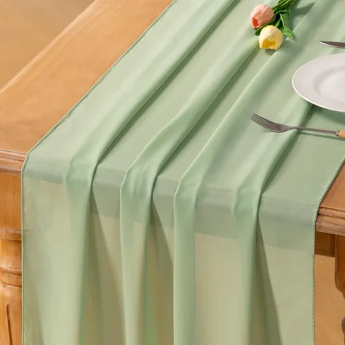 Vista 11 de Socomi Camino de mesa de gasa beige para verano, bohemio, rústico, de 10 pies, 29 x 120 pulgadas, decoración de camino de mesa de boda, decoración