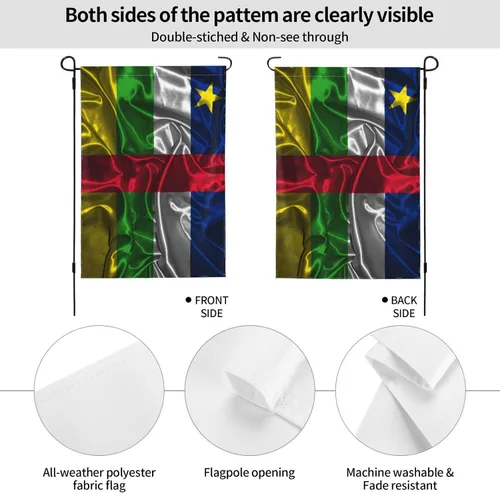 Vista 6 de Silk Style Flag Of The Central African Republic Garden Flag 12.5"x18" Inch Double Sided Garden Flags Home Lawn Outdoor Decor Flags Party Banner