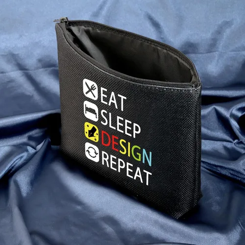 Vista 3 de MEIKIUP Regalo de diseñador Comer Dormir Diseño Repetir Maquillaje Bolsa Regalo para Diseñador de Interiores Diseñador Gr, Design Repeat Bag Negro