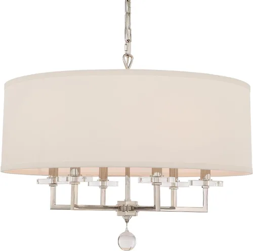 Vista 3 de Crystorama Paxton - Candelabro de níquel pulido con 6 luces, lámpara de techo para pasillo, sala de estar, vestíbulo, casa de campo, lámpara moderna