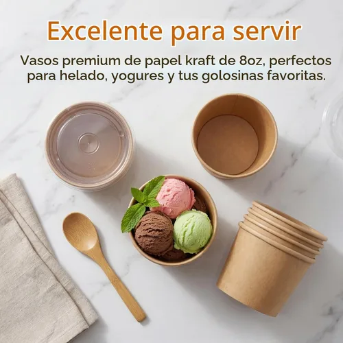 Vista 5 de Lyellfe - Paquete de 100 cuencos desechables para helado, 8 onzas resistentes