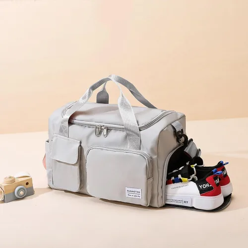 Vista 144 de Pequeña bolsa de gimnasio para mujer, bolsa de viaje con compartimento para zapatos