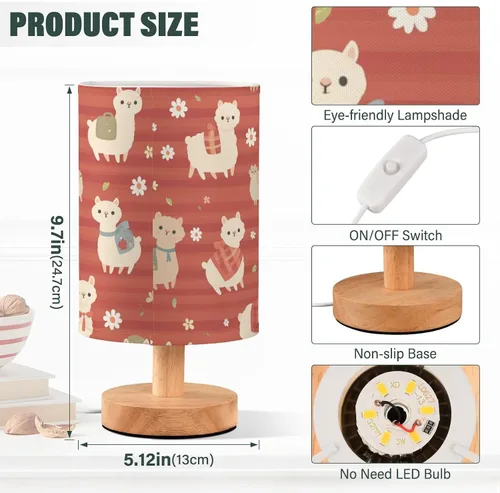 Vista 3 de FRODOTGV Retro Cute Alpacas Red Night Lights Living Room Lamps Warm Light for Kids Home