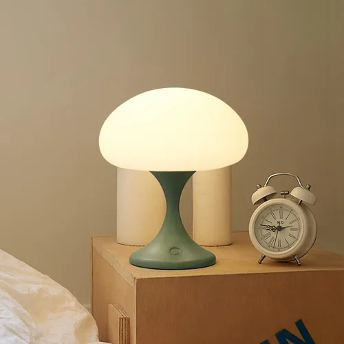 Vista 12 de MAGCHARM Lámpara de mesa recargable LED de 5 W con pantalla de cristal, pequeña luz táctil retro regulable con 3 temperaturas de color, luz estética