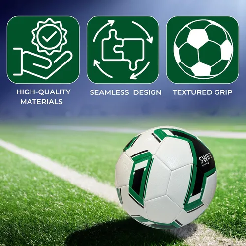 Vista 7 de Grassroots Athletics Swift - Balón de fútbol – Calidad Premium – Tamaño 5 Reglamento oficial – Pelota de fútbol sin costuras con superficie