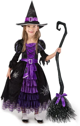 Vista 8 de Spooktacular Creations Disfraz de bruja de cuento de hadas con escoba para niñas