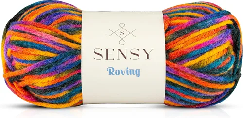 Vista 12 de Sensy Roving - Ovillo de lana multicolor, 3.5 onzas, 132 yardas, calibre 5, voluminoso (otoño)