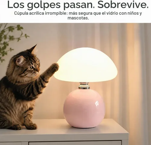 Vista 6 de Lámpara de seta - Lámpara de noche pequeña con temperatura de 3 colores, rosa