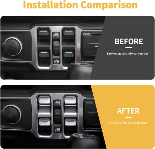 Vista 2 de Cubierta de aluminio para interruptor de ventana, accesorios interiores compatibles con Jeep Wrangler JL JLU y Gladiator JT 2018-2025 (cromado)