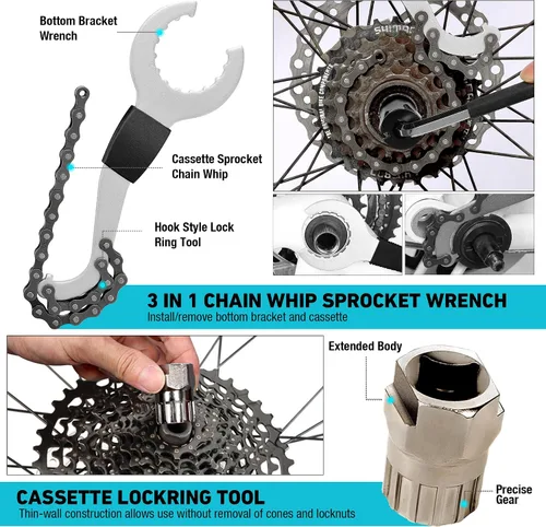 Vista 7 de DURATECH Kit de herramientas de bicicleta de 31 piezas, kit completo de reparación de bicicletas con caja de almacenamiento, herramientas