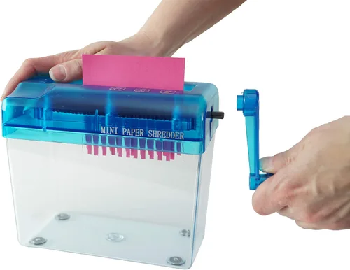 Vista 5 de HOME-X Trituradora de documentos de papel de manivela, suministros de oficina y enseñanza